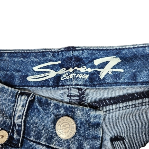 Seven skinny blue white low rise denim Jean pants - Picture 4 of 10